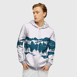 Толстовка 3D на молнии мужская Лес и озеро, цвет: 3D-меланж — фото 2