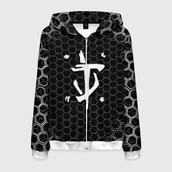 Толстовка 3D на молнии мужская Doom соты текстура, цвет: 3D-белый