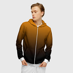 Толстовка 3D на молнии мужская Orange gradient, цвет: 3D-белый — фото 2