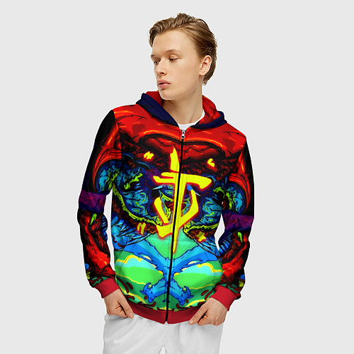 Мужская толстовка на молнии Doom hyper monster / 3D-Красный – фото 3