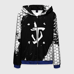 Толстовка 3D на молнии мужская Doom соты краски, цвет: 3D-синий