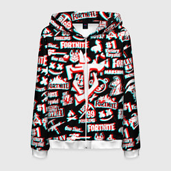 Толстовка 3D на молнии мужская Doom x fortnite glitch, цвет: 3D-белый