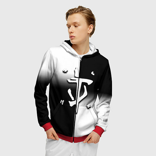 Мужская толстовка на молнии Doom black geometry / 3D-Красный – фото 3