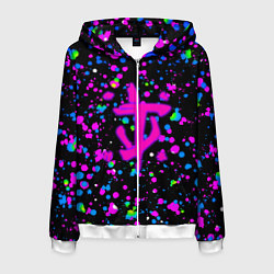 Толстовка 3D на молнии мужская Doom цветные краски, цвет: 3D-белый