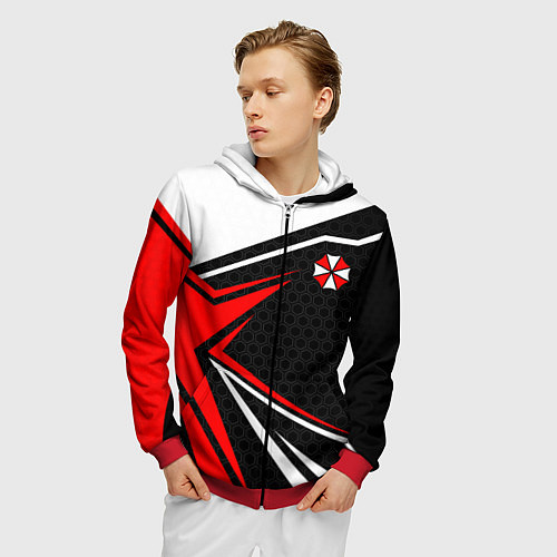 Мужская толстовка на молнии Umbrella - red uniform / 3D-Красный – фото 3