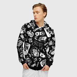 Толстовка 3D на молнии мужская Retro gamer pattern, цвет: 3D-черный — фото 2
