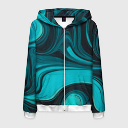 Толстовка 3D на молнии мужская Мраморный малахитовый узор из изумрудных разводов, цвет: 3D-белый