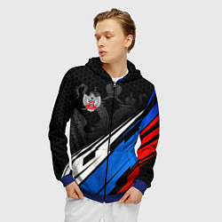 Толстовка 3D на молнии мужская Федерация бокса России - триколор, цвет: 3D-синий — фото 2