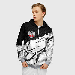Толстовка 3D на молнии мужская Федерация бокса России - белый затертый, цвет: 3D-меланж — фото 2