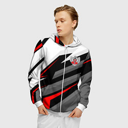 Толстовка 3D на молнии мужская Федерация бокса - спортивный, цвет: 3D-белый — фото 2
