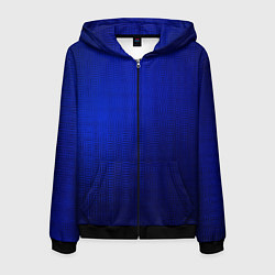 Толстовка 3D на молнии мужская Синий с затемнением текстура, цвет: 3D-черный