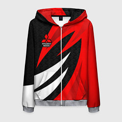 Толстовка 3D на молнии мужская Митсубиси - красный спорт, цвет: 3D-меланж