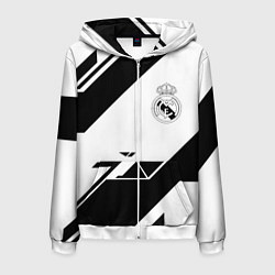 Толстовка 3D на молнии мужская Real Madrid geometry, цвет: 3D-белый