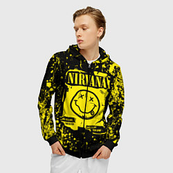 Толстовка 3D на молнии мужская Nirvana smile 1987, цвет: 3D-черный — фото 2