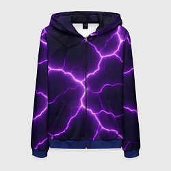 Толстовка 3D на молнии мужская Фиолетовые молнии, цвет: 3D-синий