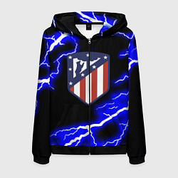 Толстовка 3D на молнии мужская Атлетико Мадрид молнии шторм, цвет: 3D-черный