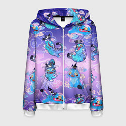 Толстовка 3D на молнии мужская Тигр с сорокой, цвет: 3D-белый