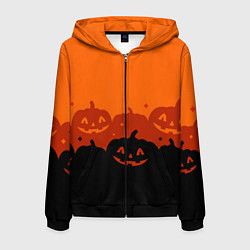 Толстовка 3D на молнии мужская Хэллоуин счастливые тыквы, цвет: 3D-черный