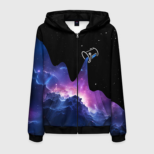 Мужская толстовка на молнии Потеки космической краски / 3D-Черный – фото 1
