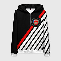 Толстовка 3D на молнии мужская Арсенал геометрия полосы, цвет: 3D-белый