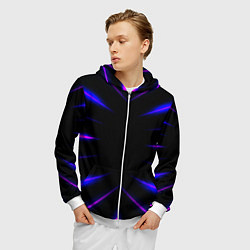 Толстовка 3D на молнии мужская Color black neon neon, цвет: 3D-белый — фото 2