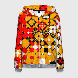 Мужская толстовка на молнии Красно-желтая геометрическая абстракция