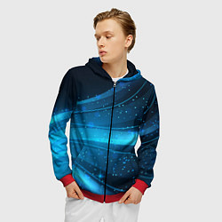 Толстовка 3D на молнии мужская Абстракция волнистых линий, цвет: 3D-красный — фото 2