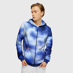 Толстовка 3D на молнии мужская Сине-голубая волшебная дымка, цвет: 3D-синий — фото 2