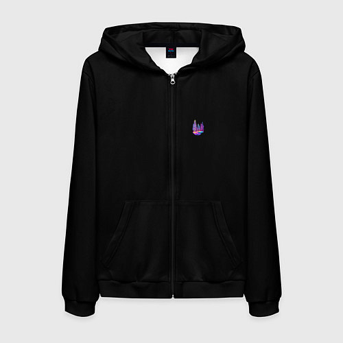 Мужская толстовка на молнии Neon forest / 3D-Черный – фото 1