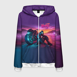 Толстовка 3D на молнии мужская Venom near his motorcycle - ai art fantasy, цвет: 3D-белый