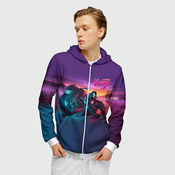 Толстовка 3D на молнии мужская Venom near his motorcycle - ai art fantasy, цвет: 3D-белый — фото 2