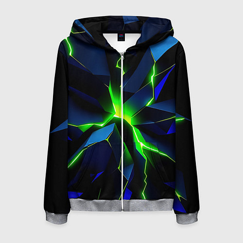 Мужская толстовка на молнии Neon green glow / 3D-Меланж – фото 1