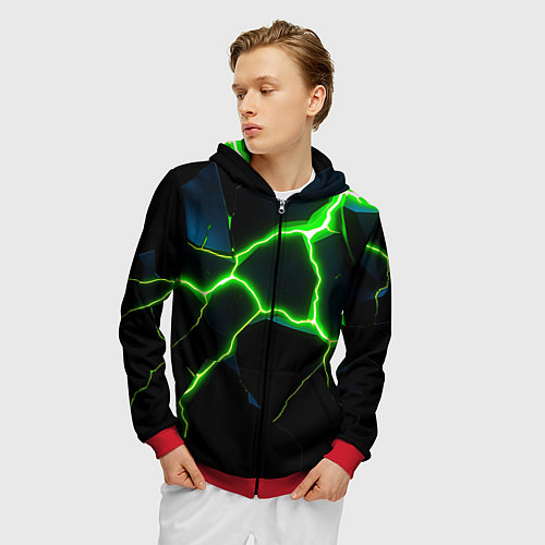Мужская толстовка на молнии Green split / 3D-Красный – фото 3