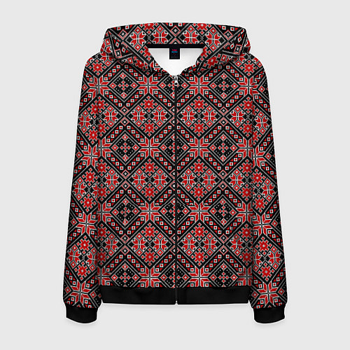 Мужская толстовка на молнии Славянский стиль - орнамент / 3D-Черный – фото 1