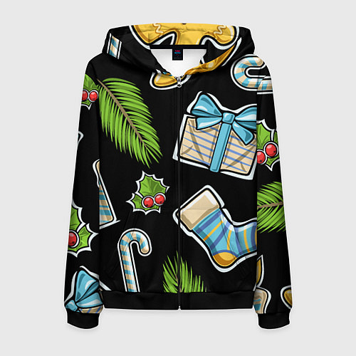Мужская толстовка на молнии Christmas soul / 3D-Черный – фото 1