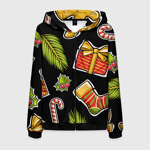 Мужская толстовка на молнии Рождественский вайб / 3D-Черный – фото 1
