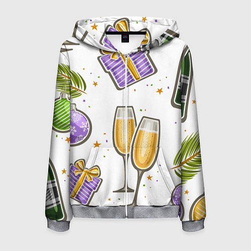 Мужская толстовка на молнии Новогодний вайб / 3D-Меланж – фото 1