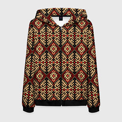 Мужская толстовка на молнии Славянский вышивной орнамент макошь