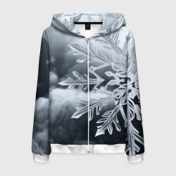 Мужская толстовка на молнии Снежинка на черно белое