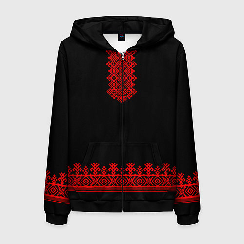 Мужская толстовка на молнии Славянская вышиванка рубаха / 3D-Черный – фото 1