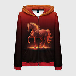 Мужская толстовка на молнии Узор с конем огнем