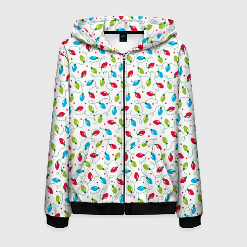 Мужская толстовка на молнии Гирлянда триколор / 3D-Черный – фото 1