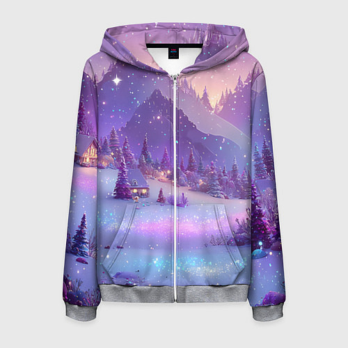 Мужская толстовка на молнии Новогодняя магическая атмосфера / 3D-Меланж – фото 1