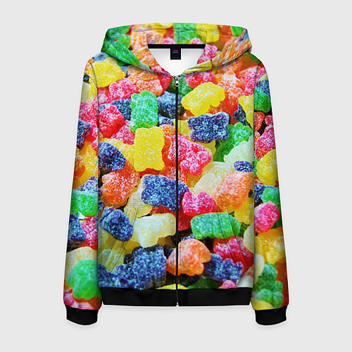 Мужская толстовка на молнии Мармеладные мишки / 3D-Черный – фото 1