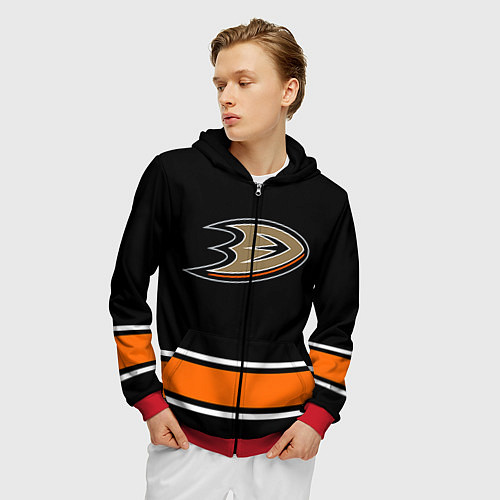 Мужская толстовка на молнии Anaheim Ducks Selanne / 3D-Красный – фото 3