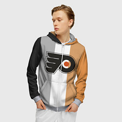 Толстовка 3D на молнии мужская Philadelphia Flyers, цвет: 3D-меланж — фото 2