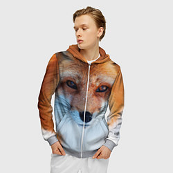 Толстовка 3D на молнии мужская Взгляд лисы, цвет: 3D-меланж — фото 2