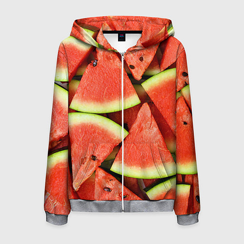 Мужская толстовка на молнии Дольки арбуза / 3D-Меланж – фото 1