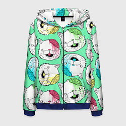 Толстовка 3D на молнии мужская Drop Dead: Kitty Heads, цвет: 3D-синий