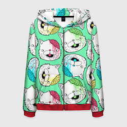 Толстовка 3D на молнии мужская Drop Dead: Kitty Heads, цвет: 3D-красный